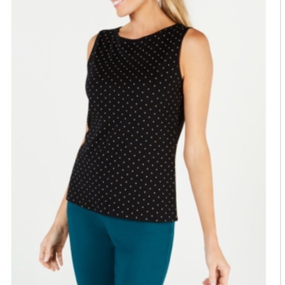 Karen Scott Dotted Boat-Neck Shell women’s size small
